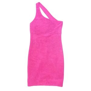 Pretty Garbage One Shoulder Tank Top Sleeveless Knit Hot Pink Casual‎ M